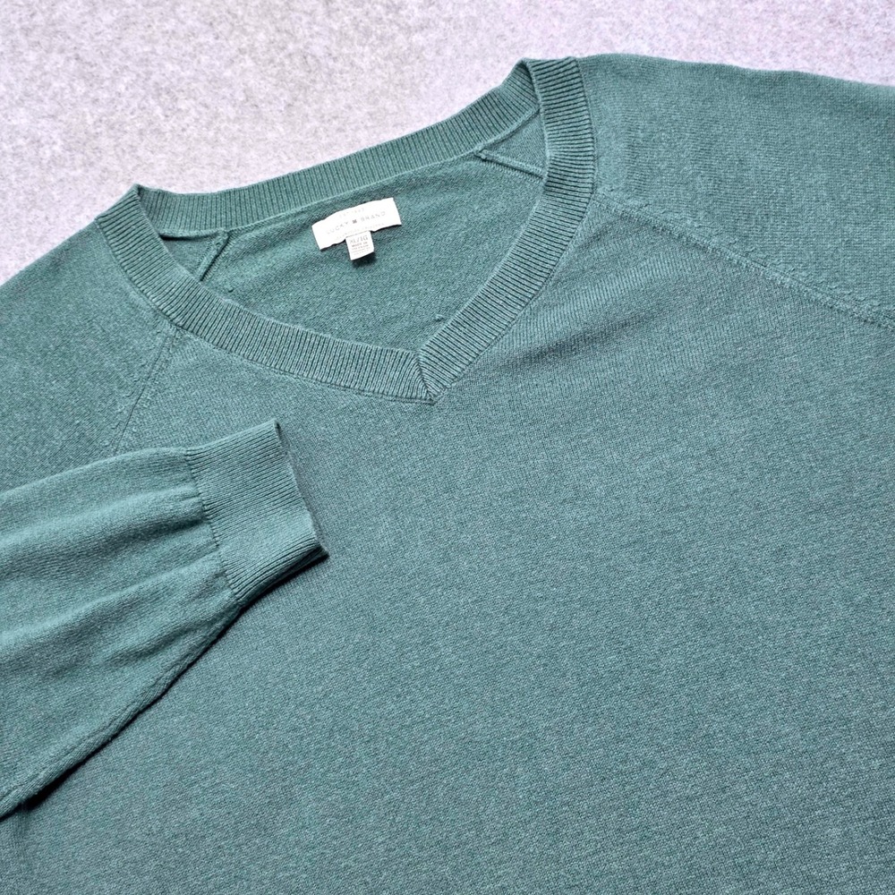 Lucky Brand Women's XL Teal Green V-Neck Raglan Sleeve Cotton‎ Blend Sweater